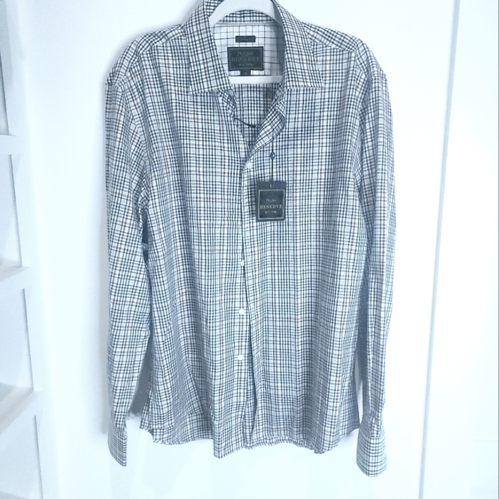 Jos A Banks NWT Reserve Tailored Fit Cotton Long Sleeved Shirt XL